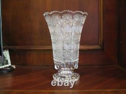 Bohemian Czech Crystal 10 Tall Vase Hand Cut Queen Lace 24% Lead Glass