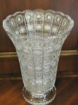 Bohemian Czech Crystal 10 Tall Vase Hand Cut Queen Lace 24% Lead Glass