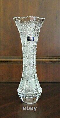 Bohemian Czech Crystal 11 Vase Hand Cut Queen Lace 24% Lead Glass
