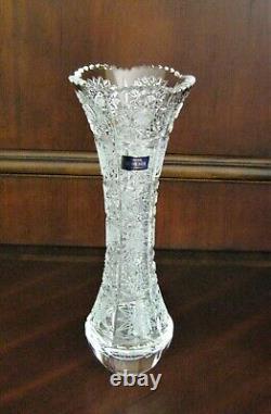 Bohemian Czech Crystal 11 Vase Hand Cut Queen Lace 24% Lead Glass