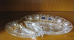Bohemian Czech Crystal 14 Sectional Plate hand cut Queen Lace 24% Lead