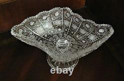 Bohemian Czech Crystal 8 Pedestal Bowl Hand Cut Queen Lace 24% Lead