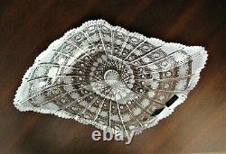 Bohemian Czech Crystal 8 Pedestal Bowl Hand Cut Queen Lace 24% Lead