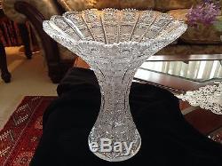 Bohemian Czech Crystal Art Glass Queen Lace Hand Cut Vase