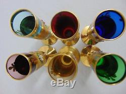 Bohemian Czech Crystal Cut Clear Multicolor Glasses