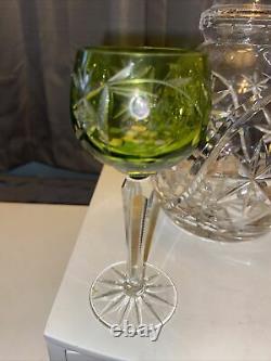 Bohemian Czech Crystal Cut Star Cordial Liqueur 4 Glasses 4.5&12Decanter Nice