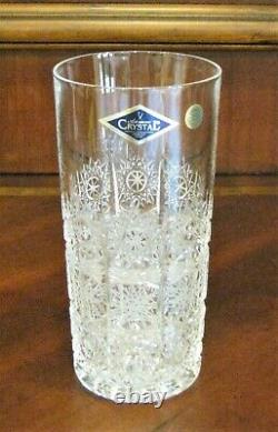 Bohemian Czech Crystal Tumbler Glass 350 ml/12Oz set 6 Hand-cut Queen-lace