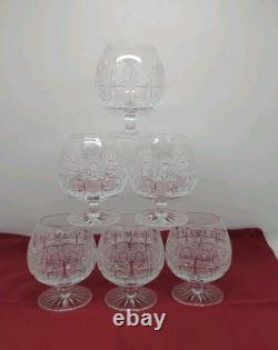 Bohemian Czech Cut Crystal Brandy Glass Queen's Lace Set of 6 4.25 Tall 8oz