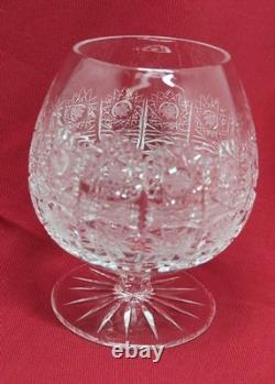 Bohemian Czech Cut Crystal Brandy Glass Queen's Lace Set of 6 4.25 Tall 8oz