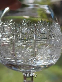 Bohemian Czech Cut Crystal Brandy Glass Queen's Lace Set of 6 4.25 Tall 8oz