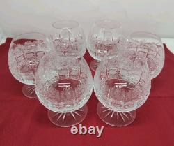Bohemian Czech Cut Crystal Brandy Glass Queen's Lace Set of 6 4.25 Tall 8oz