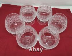 Bohemian Czech Cut Crystal Brandy Glass Queen's Lace Set of 6 4.25 Tall 8oz