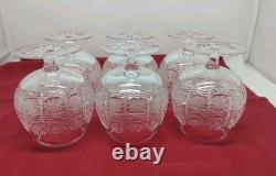 Bohemian Czech Cut Crystal Brandy Glass Queen's Lace Set of 6 4.25 Tall 8oz