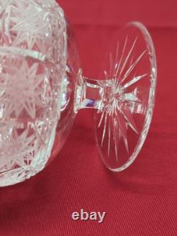 Bohemian Czech Cut Crystal Brandy Glass Queen's Lace Set of 6 4.25 Tall 8oz