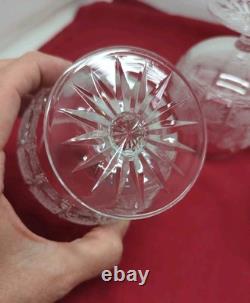 Bohemian Czech Cut Crystal Brandy Glass Queen's Lace Set of 6 4.25 Tall 8oz