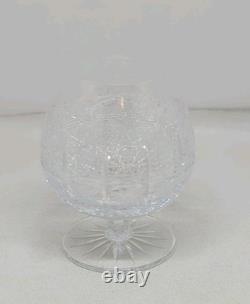 Bohemian Czech Cut Crystal Brandy Glass Queen's Lace Set of 6 4.25 Tall 8oz