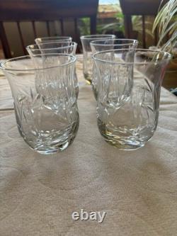 Bohemian Czech Cut Crystal Tumblers Hobstar Starburst Pattern 4 Inches Tall