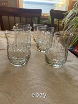 Bohemian Czech Cut Crystal Tumblers Hobstar Starburst Pattern 4 Inches Tall