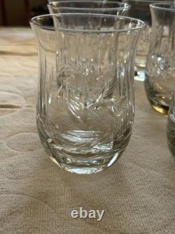 Bohemian Czech Cut Crystal Tumblers Hobstar Starburst Pattern 4 Inches Tall