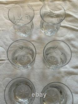 Bohemian Czech Cut Crystal Tumblers Hobstar Starburst Pattern 4 Inches Tall