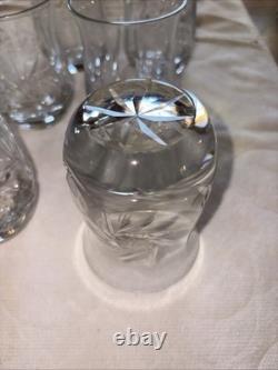 Bohemian Czech Cut Crystal Tumblers Hobstar Starburst Pattern 4 Inches Tall