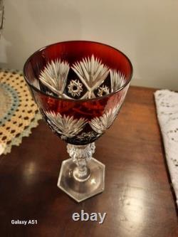 Bohemian Czech Cut Glass Crystal Goblets VIntage