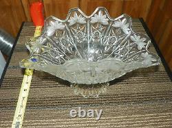 Bohemian Czech Hand Cut 12 24% Lead Crystal Oval Glass Bowl-RARE