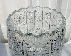 Bohemian Czech Hand Cut Glass Crystal QUEEN LACE Vase Large 12 X 8 BEAUTIFUL