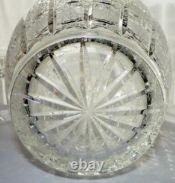 Bohemian Czech Hand Cut Glass Crystal QUEEN LACE Vase Large 12 X 8 BEAUTIFUL