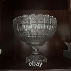 Bohemian Czech Queen Lace Crystal XL 11 Pedestal Bowl Centerpiece Mint