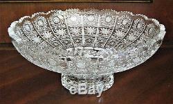 Bohemian Czech Vintage Crystal 10 Round Bowl Hand Cut Queen Lace 24% Lead Glass