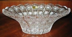 Bohemian Czech Vintage Crystal 12 Oval Bowl Hand Cut Queen Lace 24% Lead Glass