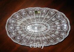 Bohemian Czech Vintage Crystal 12 Oval Bowl Hand Cut Queen Lace 24% Lead Glass