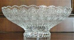 Bohemian Czech Vintage Crystal 14 Round Bowl Hand Cut Queen Lace 24% Lead Glass