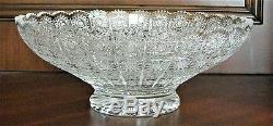 Bohemian Czech Vintage Crystal 14 Round Bowl Hand Cut Queen Lace 24% Lead Glass