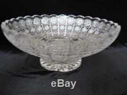 Bohemian Czech Vintage Crystal 14 Round Bowl Hand Cut Queen Lace 24% Lead Glass