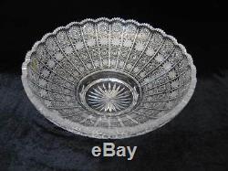 Bohemian Czech Vintage Crystal 14 Round Bowl Hand Cut Queen Lace 24% Lead Glass