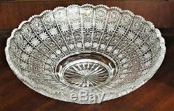 Bohemian Czech Vintage Crystal 14 Round Bowl Hand Cut Queen Lace 24% Lead Glass