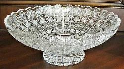 Bohemian Czech Vintage Crystal 14 Round Bowl Hand Cut Queen Lace 24% Lead Glass