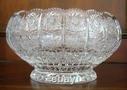 Bohemian Czech Vintage Crystal 8 Round Bowl Hand Cut Queen Lace 24% Lead Glass