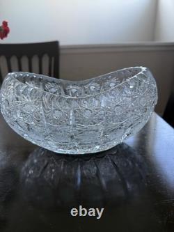 Bohemian Czech Vintage Crystal 9 Bowl Hand Cut Starburst Design