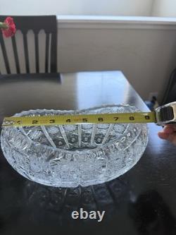 Bohemian Czech Vintage Crystal 9 Bowl Hand Cut Starburst Design
