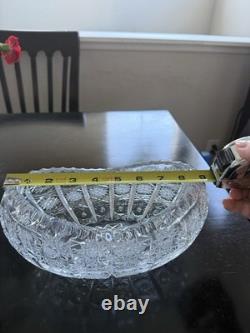Bohemian Czech Vintage Crystal 9 Bowl Hand Cut Starburst Design
