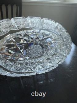 Bohemian Czech Vintage Crystal 9 Bowl Hand Cut Starburst Design