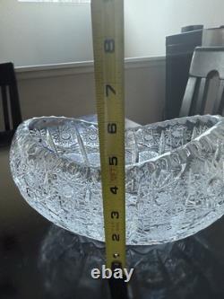 Bohemian Czech Vintage Crystal 9 Bowl Hand Cut Starburst Design