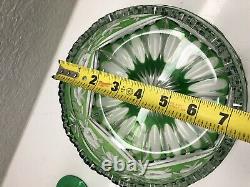 Bohemian Emerald Green Cut To Clear Crystal Bowl