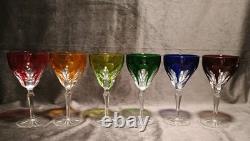 Bohemian Glass Cut To Clear Crystal 6ct. St. Louis PatternColored Wine Glass