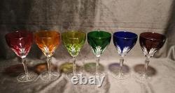 Bohemian Glass Cut To Clear Crystal 6ct. St. Louis PatternColored Wine Glass