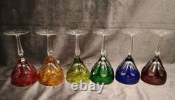Bohemian Glass Cut To Clear Crystal 6ct. St. Louis PatternColored Wine Glass