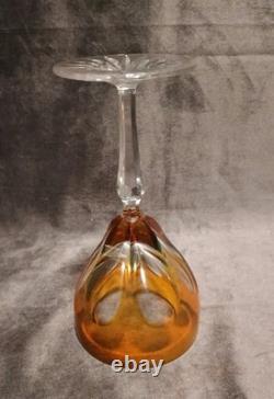 Bohemian Glass Cut To Clear Crystal 6ct. St. Louis PatternColored Wine Glass